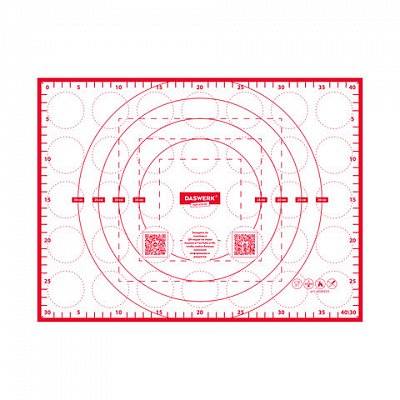 Коврик силиконовый для раскатки/запекания 30×40смкрасныйDASWERK 608424