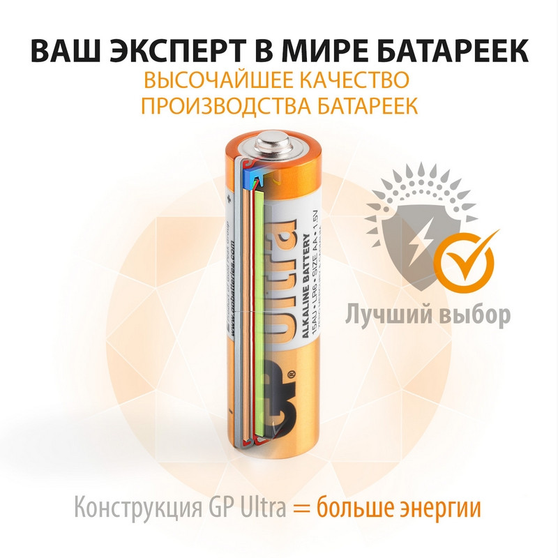 Элементы питания Батарейка GP Ultra AA/LR6/15AU алкалин. бл/4