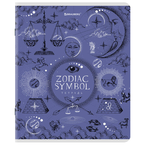 Тетради ДЭК А5 48 л. КОМПЛЕКТ 5 шт. BRAUBERGклеткаSoftTouchфольга«Zodiac»404679