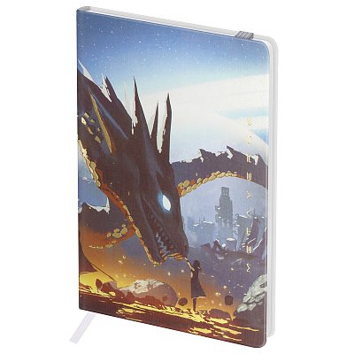 Записная книжка А6 80л. ЛАЙТ, кожзам, Greenwich Line «Touch the dragon», с резинкой, тиснение фольгой, блок в клетку