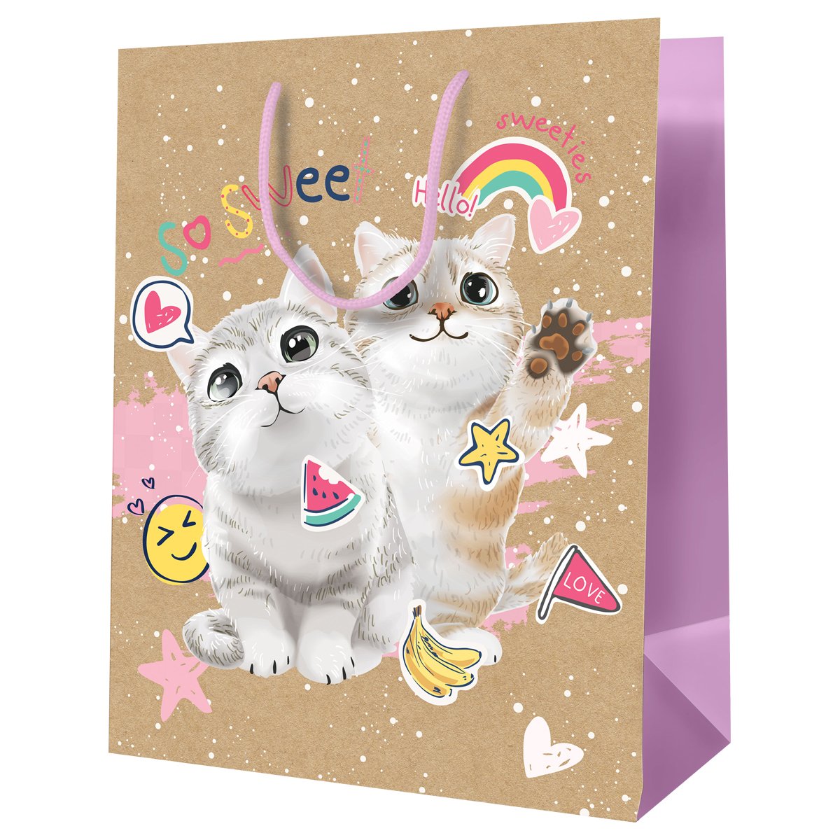 превью Пакет подарочный 18×23×10см MESHU «Милые котята», крафт