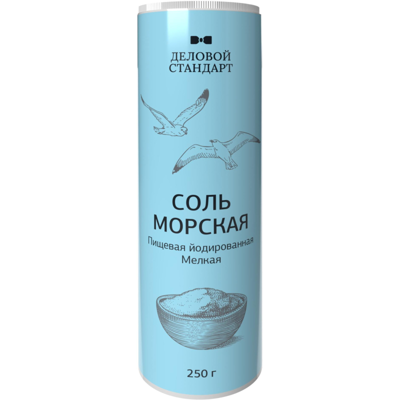 превью Соль пищевая морская натуральная мелкая йодированная, ПЭТ, 250г
