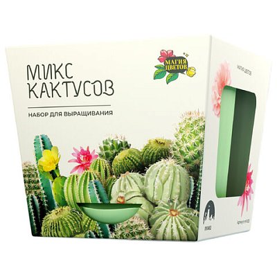 Набор для выращивания растений МАГИЯ ЦВЕТОВ «Кактусы микс» (горшок, грунт, семена)