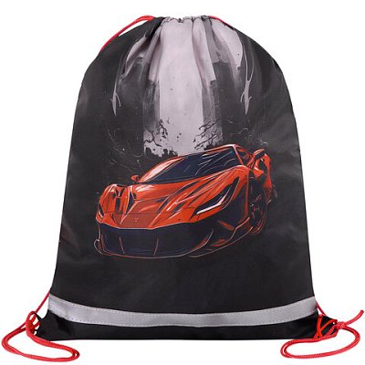 Мешок для обуви BRAUBERG KIDS, с петлей, светоотражающая полоса, 46×36 см, Red car