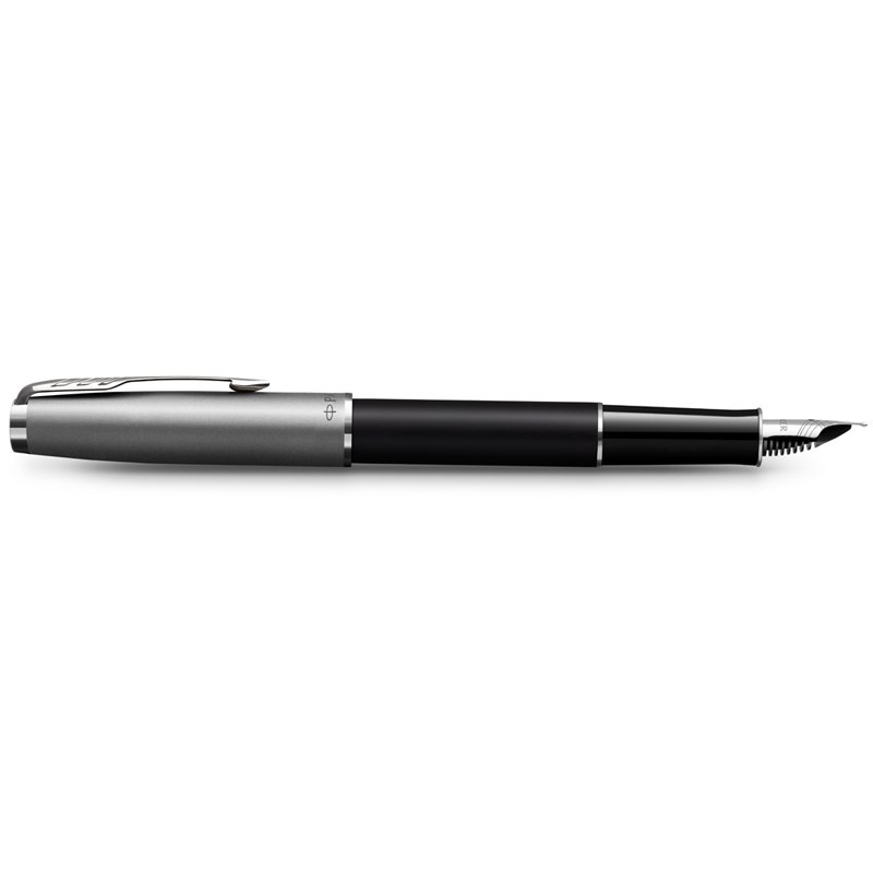 Ручка перьевая Parker «Sonnet Sand Blasted Metal&Black Lacquer» черная, 0.8мм, подар. уп. 