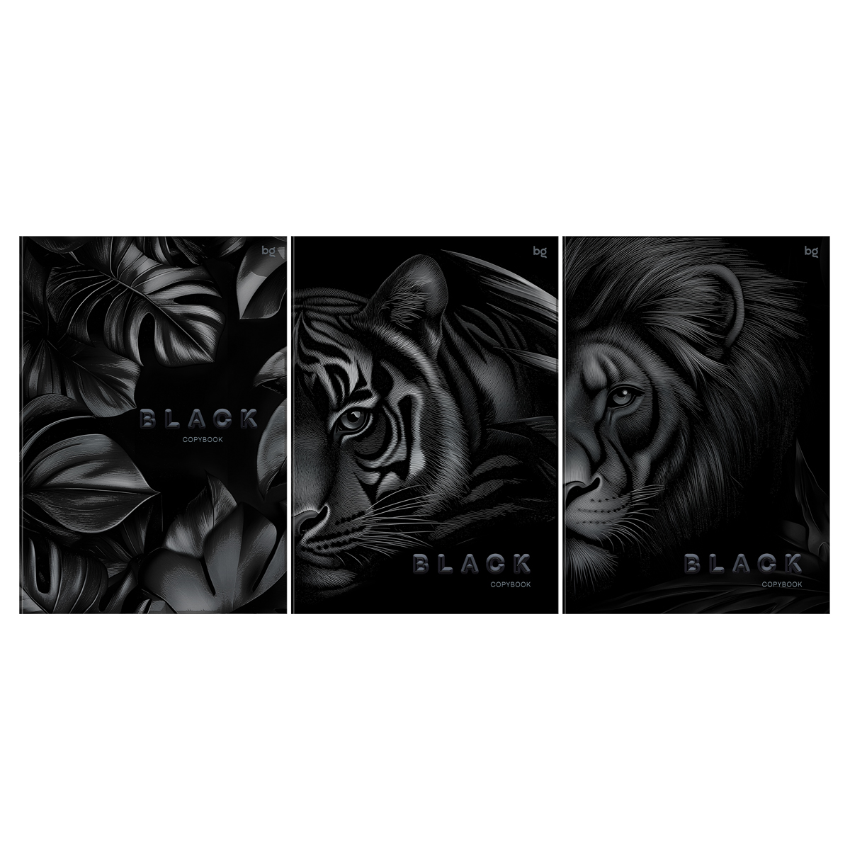 превью Тетрадь 96л., А4, клетка BG «Just black», soft-touch ламинация, выб. лак