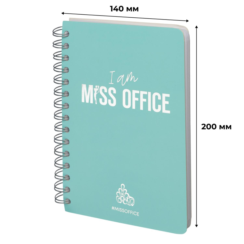Тетрадь общая А5 Attache Miss Office 128л клетка гребень голубой с серебром