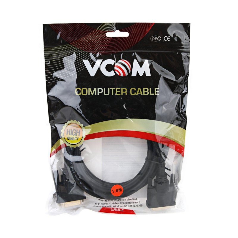 Кабель VCOM DVI-D - DVI-D 1.8 метра (VDV6300-1.8M)