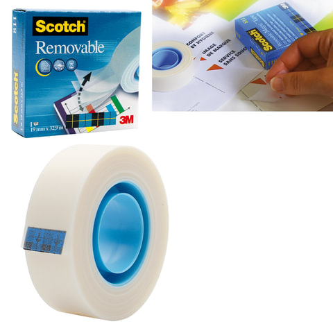 превью Клейкая лента 3M Scotch Removable (19ммх33м, матовая, 1 шт/уп)