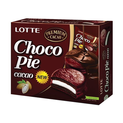 Печенье LOTTE «Choco Pie Cacao» («Чоко Пай Какао»), глазированное, картонная упаковка, 336 г, 12 шт. х 28 г