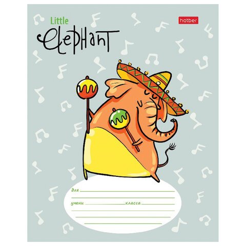 Тетрадь 12 л. HATBER линия, обложка картон, «Little Elephant» (5 видов в спайке)