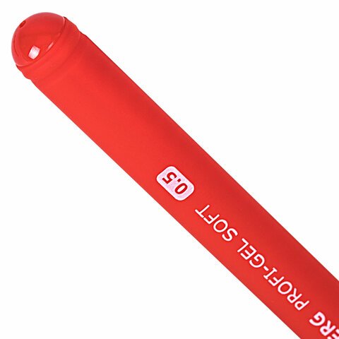 Ручка гелевая BRAUBERG Profi-Gel SOFT, КРАСНАЯ, линия письма 0.4 мм, стандартный наконечник 0.5 мм, прорезиненный корпус SOFT-TOUCH
