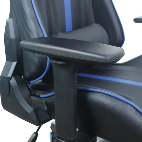 Кресло компьютерное BRABIX «GT Carbon GM-120», две подушки, экокожа, черное/синее, 531930