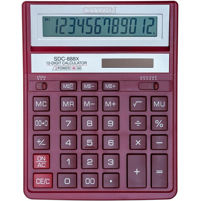 Калькулятор Citizen SDC-888XRD 12 разр.,бордовый арт. 29761 - купить в ...
