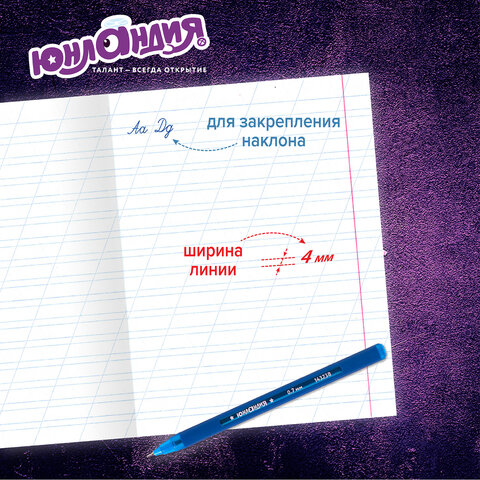 Тетради ДЭК 12 л. КОМПЛЕКТ 10 шт. с ЗЕЛЁНОЙ обложкой, ЮНЛАНДИЯ, косая линия