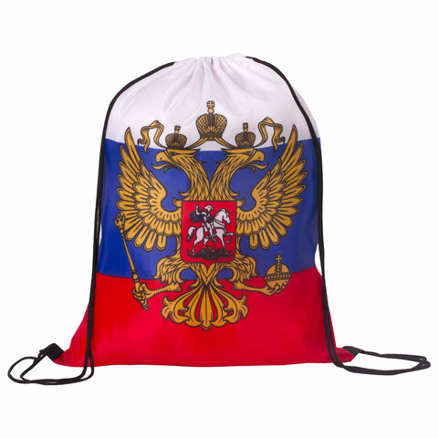 Сумка-мешок на завязках «Триколор РФ», с гербом РФ, 32×42 см, BRAUBERG, 228328
