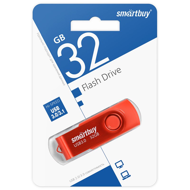 Память Smart Buy «Twist» 32GB, USB 3.0 Flash Drive, красный