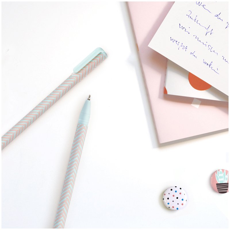 Ручка шариковая Greenwich Line «Pastel chevron» синяя, 0.7 мм, игольчатый стержень, софт-тач