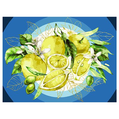 Картина по номерам на холсте ТРИ СОВЫ «Лимоны», 30×40, с поталью, акриловыми красками и кистями