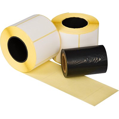 Термотрансферные этикетки ПГЛ 58×40 (4 шт. )+риббон WAX 60×100 в комплекте