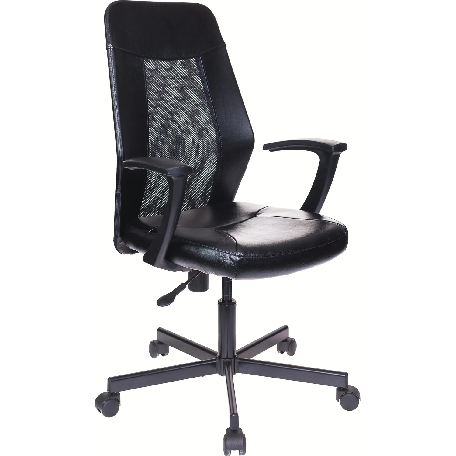 превью Кресло офисное Easy Chair 225 PTW чёрное (экокожа/сетка, металл)