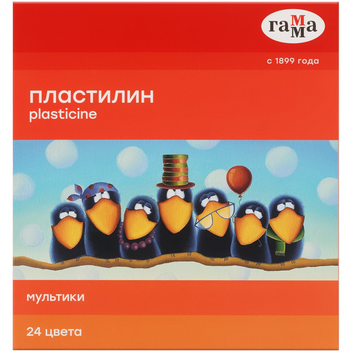 Пластилин Гамма «Мультики», 24 цвета, 480г, со стеком, картонная упаковка