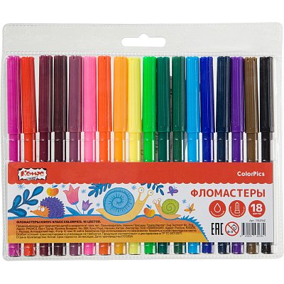 Фломастеры №1 School ColorPics набор 18 цв., вентилир., смыв., блист. упак