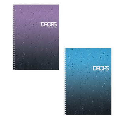 Тетрадь А4 80 л., HATBER, гребень, клетка, глянцевая ламинация, «Drops» (микс в спайке), 088870