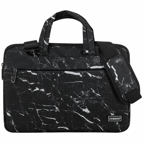 Сумка портфель HEIKKI STYLE (ХЕЙКИ) с отделением для ноутбука 13-14", 3 кармана, черная, 26×36х3 см