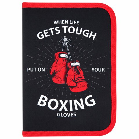 Пенал ПИФАГОР, 1 отделение, 2 откидные планки, полиэстер, 20×14 см, «Boxing»