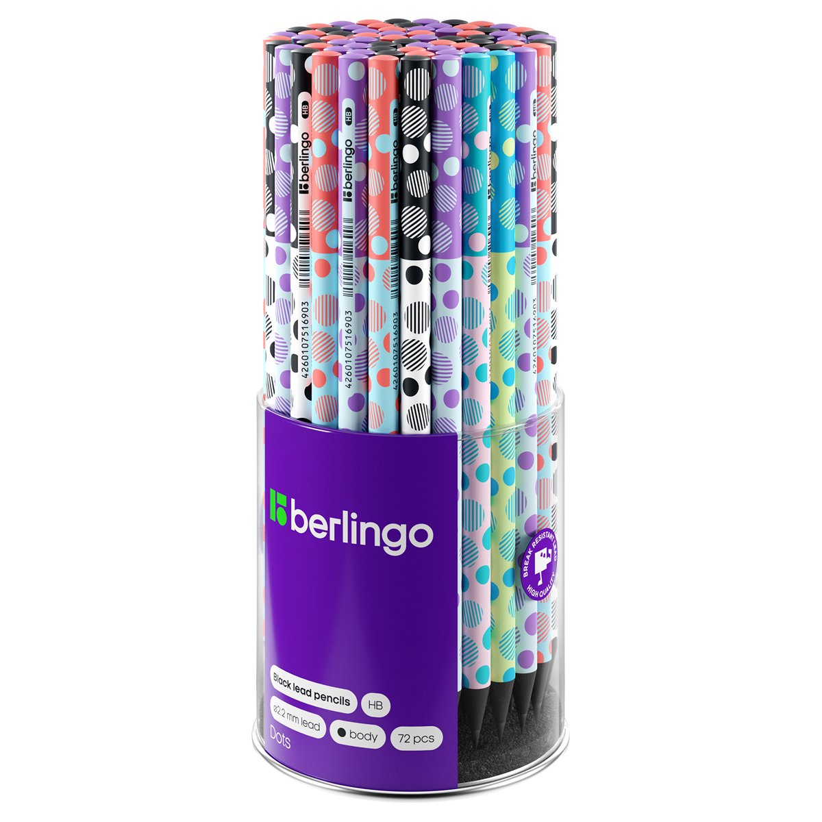 Карандаш ч/г Berlingo «Dots» HB, круглый, черное дерево, заточен