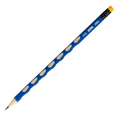 Карандаш чернографитный Deli U-Touch HB 6-гр, с ласт, с углубл, синий EC016-HB