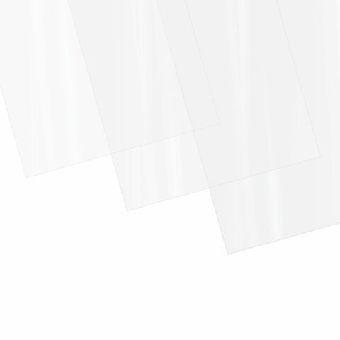 Обложки пластиковые для переплета, А4, КОМПЛЕКТ 100 шт., 250 мкм, прозрачные, BRAUBERG