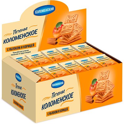 Печенье сахарное Коломенское с яблоком и корицей ш/б 30гx30шт/уп
