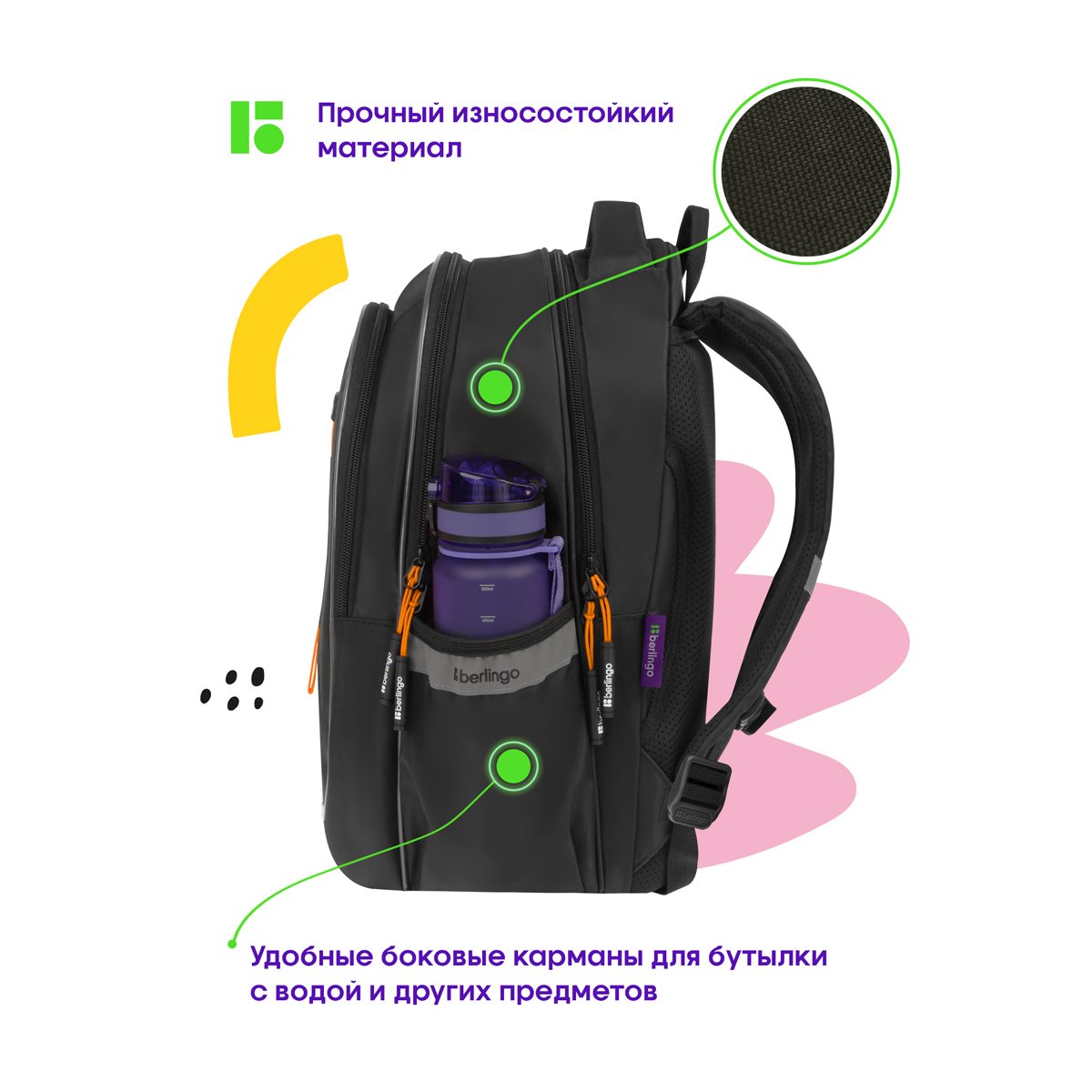 Рюкзак Berlingo Modern «Futuristic» 38×30×18см, 3 отделения, 2 кармана, эргономичная спинка