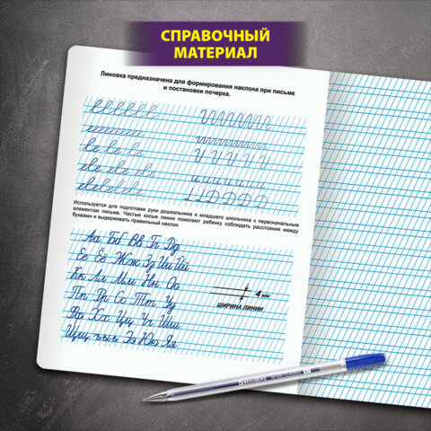 Тетрадь УЧУСЬ ПИСАТЬ № 2 12 л. частая косая линия, со справочным материалом, ЮНЛАНДИЯ