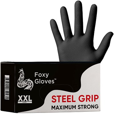 Перчатки одноразовые нитрил Steel Grip цв. черный (50 пар/уп)р. XXL, ПС
