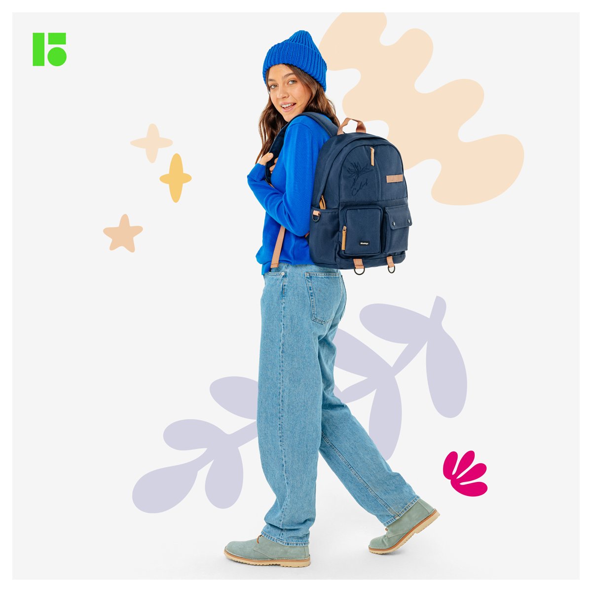 Рюкзак Berlingo Urban «Leaf» 40.5×30×13.5см, 1 отделение, 6 карманов, уплотненная спинка
