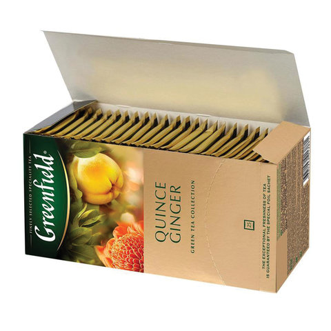 Чай Greenfield Quince Ginger зеленый с ароматом японской айвы и имбиря 25 пакетиков