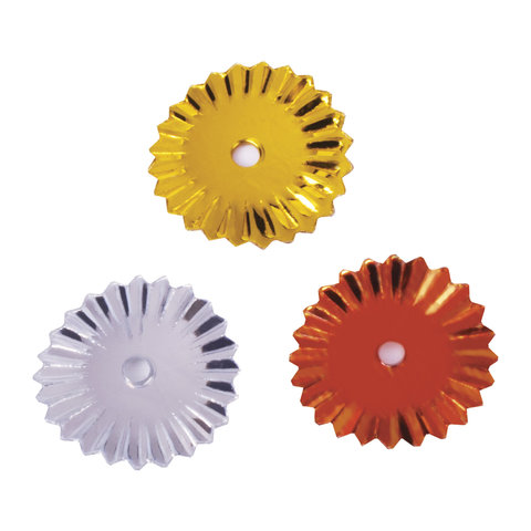 Пайетки для творчества «Рифленые», золото, серебро, медь, 10 мм, 30 грамм, ОСТРОВ СОКРОВИЩ