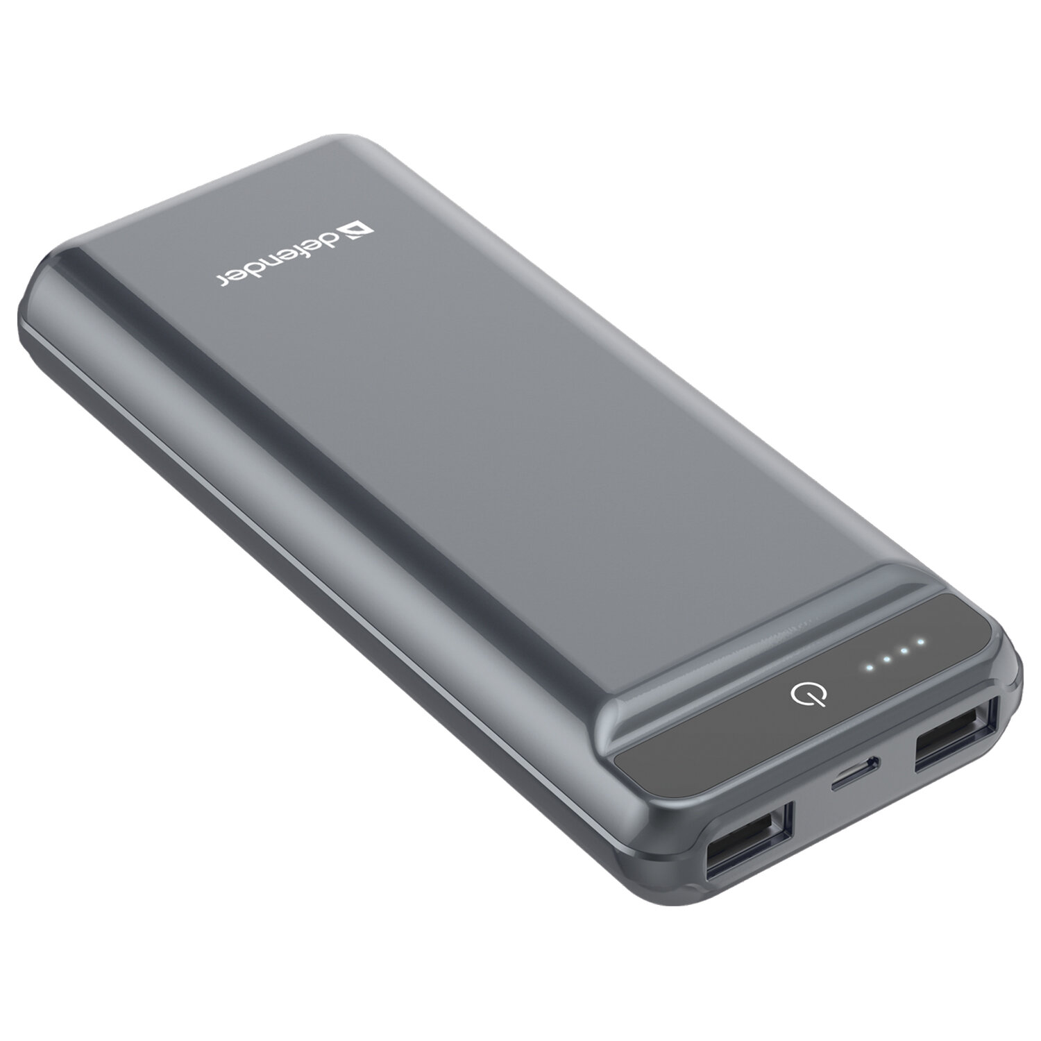 превью Аккумулятор внешний DEFENDER EXTRALIFE 15000F, 15000 mAh, 2 USB, Li-pol, серый, 83668