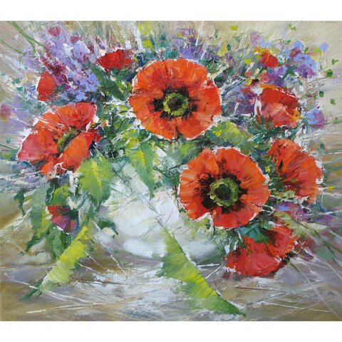 Картина стразами (алмазная мозаика) 30×40 см, ОСТРОВ СОКРОВИЩ «Букет маков», без подрамника
