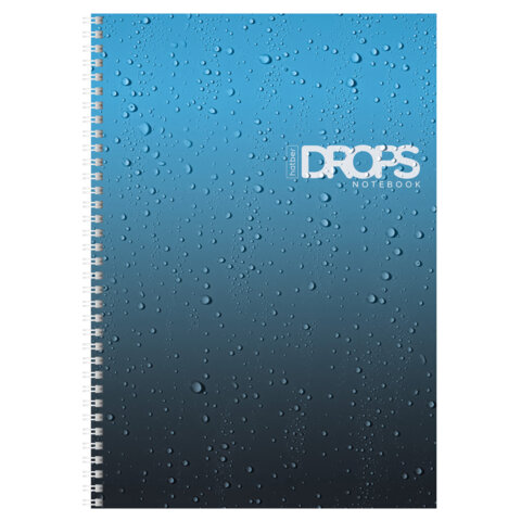 Тетрадь А4 80 л., HATBER, гребень, клетка, глянцевая ламинация, «Drops» (микс в спайке), 088870