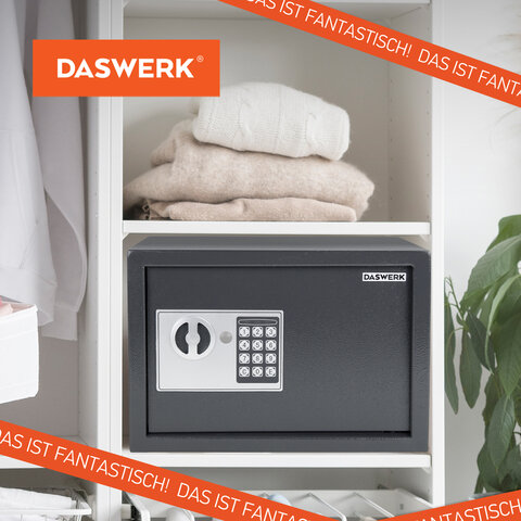 Сейф мебельный DASWERK SC-250EL (250×350х250 мм), электронный замок, графит