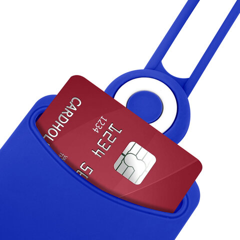 Бейдж вертикальный для пропуска и ID-карт, СИЛИКОНОВЫЙ, 85×54 мм, шнурок 42 см, синий, BRAUBERG