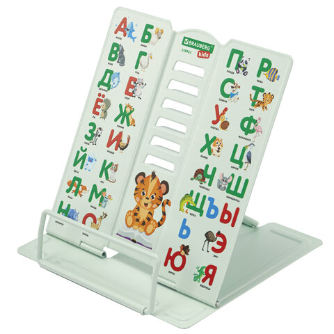 превью Подставка для книг BRAUBERG KIDS mini, «Animals», с алфавитом, регулируемый угол наклона, металлическая