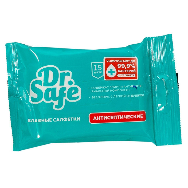 превью Влажные салфетки антибактериальные Dr. Safe Ментол 15 штук в упаковке