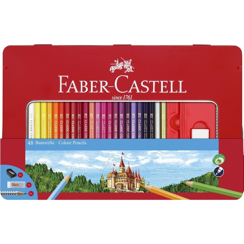 превью Карандаши цветные Faber-Castell 48 цветов шестиграные с ластиком и точилкой