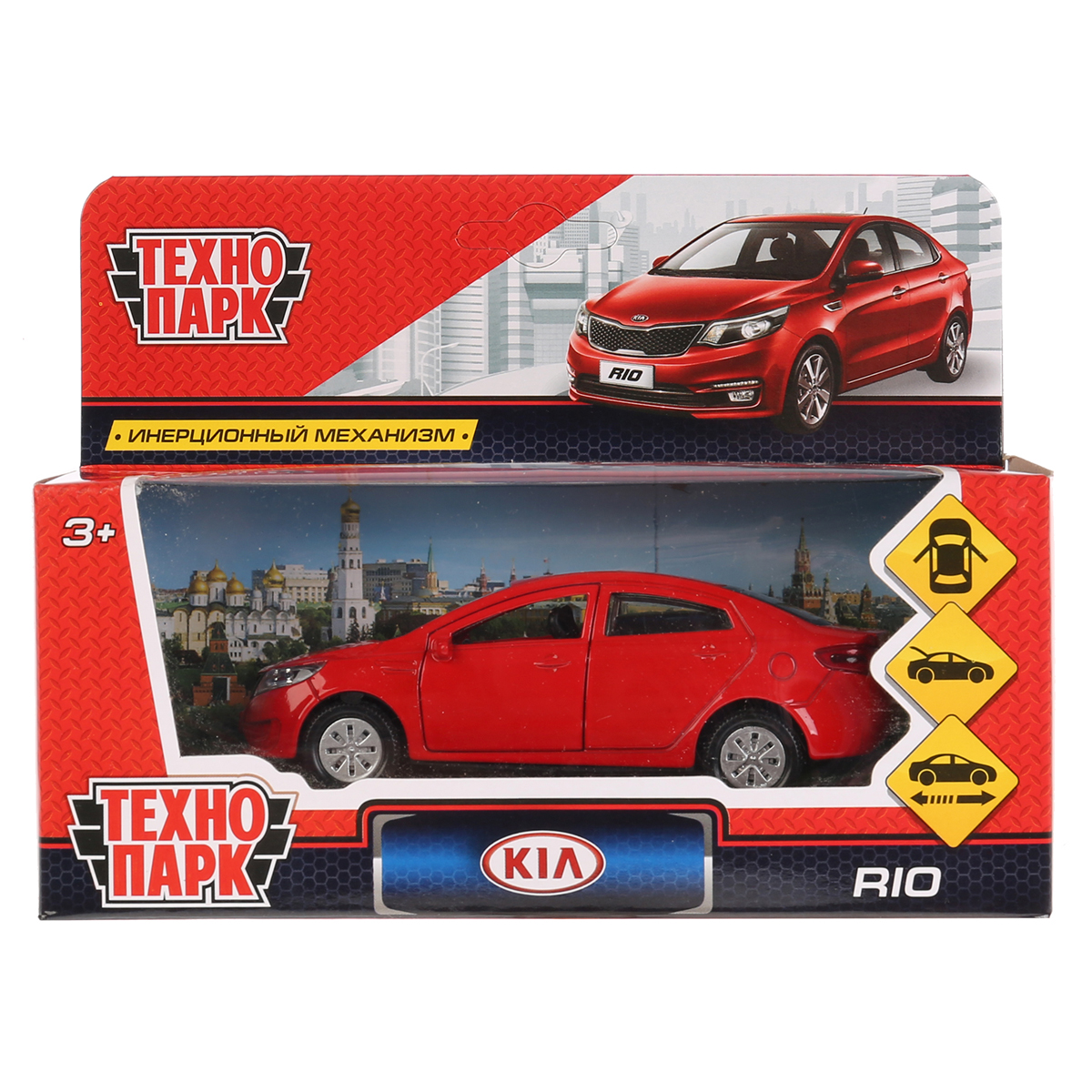 превью Машина игрушечная Технопарк «Kia Rio», KIA, металл., 12см, красный, инерционная, с подвижными элементами