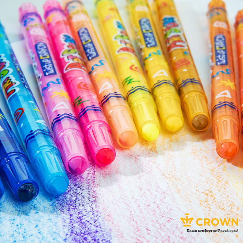 Карандаши восковые Crown «ArtStory», 08цв., выкручивающийся стержень, ПВХ, европодвес